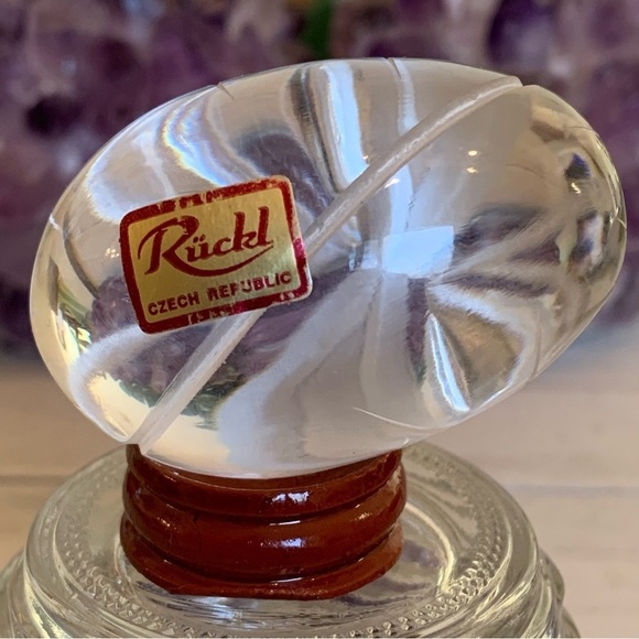 Vintage Ruckl Bohemian Czech Hand Cut Crystal Egg With Stand Original Box Label - Picture 12 of 16